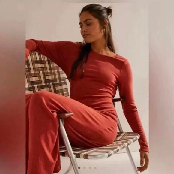 Free People Beach Aubre Open-Back Essential Maxi Dress in Burnt Orange S - Picture 3 of 8